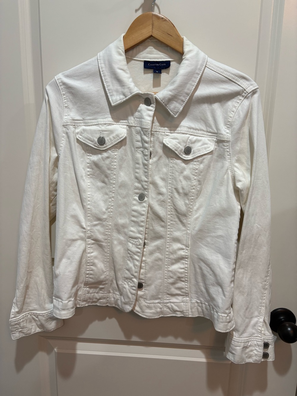 Charter Club White Denim Jean Jacket - Classic Button-Front Style